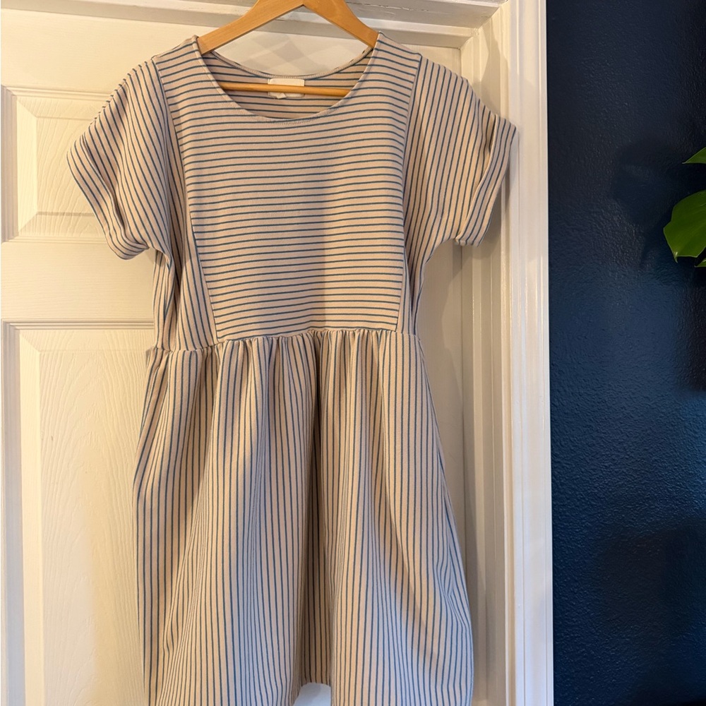 MELLODAY Navy and White Striped Dress